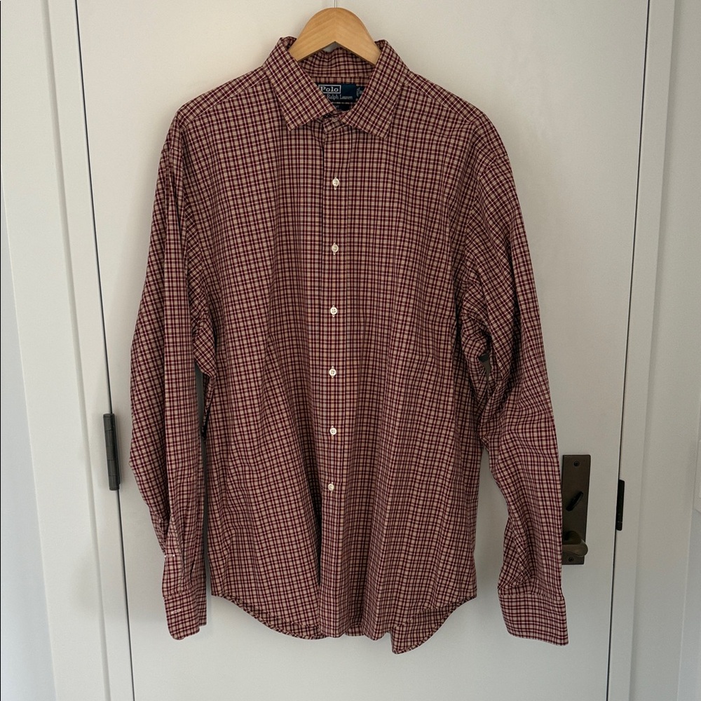 Polo by Ralph Lauren Men's Estate Classic Fit Maroon Spread Collar Shirt 18|XXL